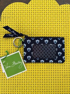 Vera Bradley Nantucket Navy Zip ID Card Case NWT